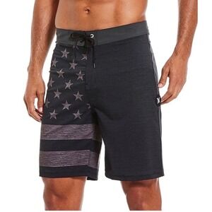 Hurley Phantom Americana Patriot Boardshorts Sz36 Gray American Flag 20" Outseam